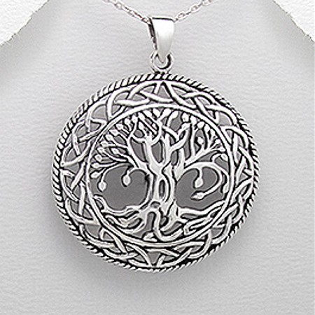 Tree of Life - Sterling Silver Detailed Pendant - Click Image to Close